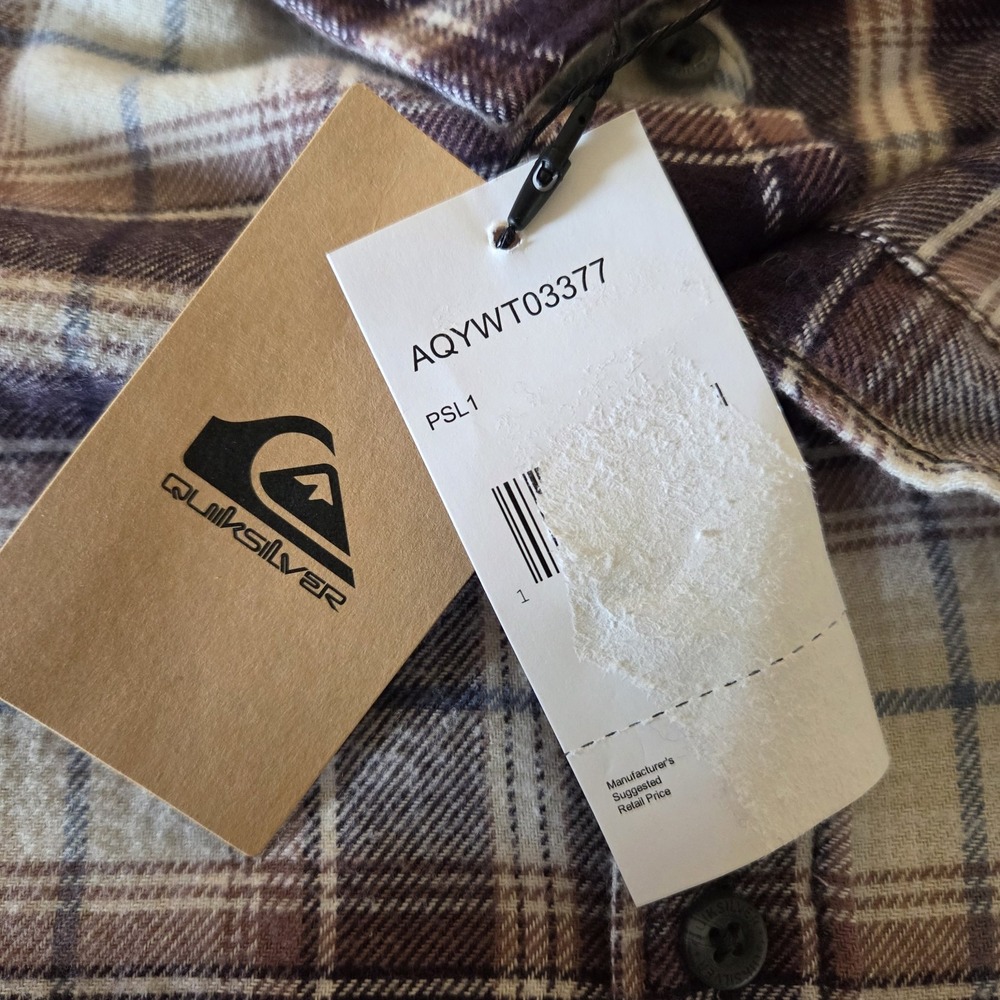 Quicksilver Shirt Mens XXL Purple Plaid Flannel 100% cotton Soft NWT casual - Picture 11 of 13